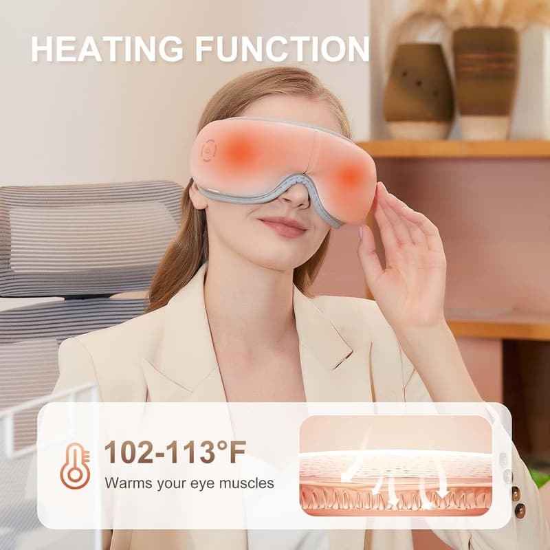 Heated Eye Massager with Bluetooth Music – 5 Massage Modes