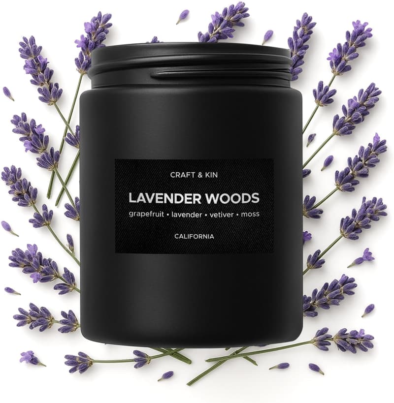 Lavender Woods Scented Candle | Soy Wax | Father's Day Gift