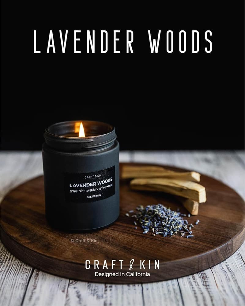 Lavender Woods Scented Candle | Soy Wax | Father's Day Gift