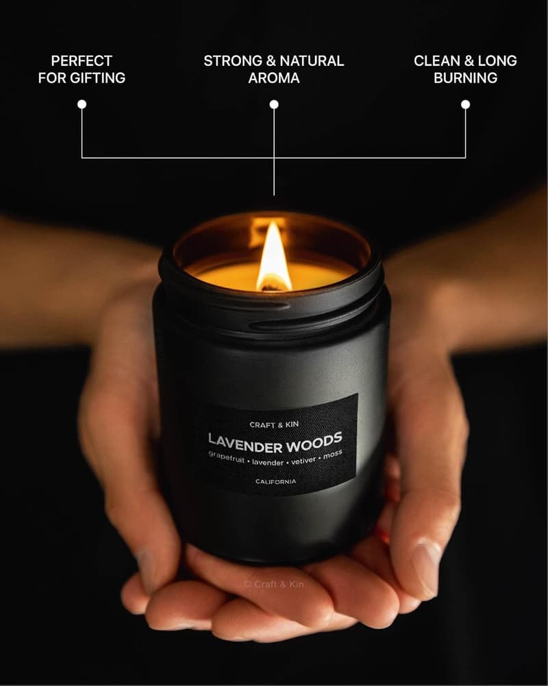 Lavender Woods Scented Candle | Soy Wax | Father's Day Gift