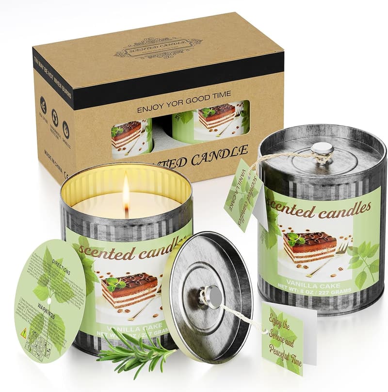 Vanilla Cake Soy Wax Candles Set | 80H Burn Time | Aromatherapy Gift for Father's Day