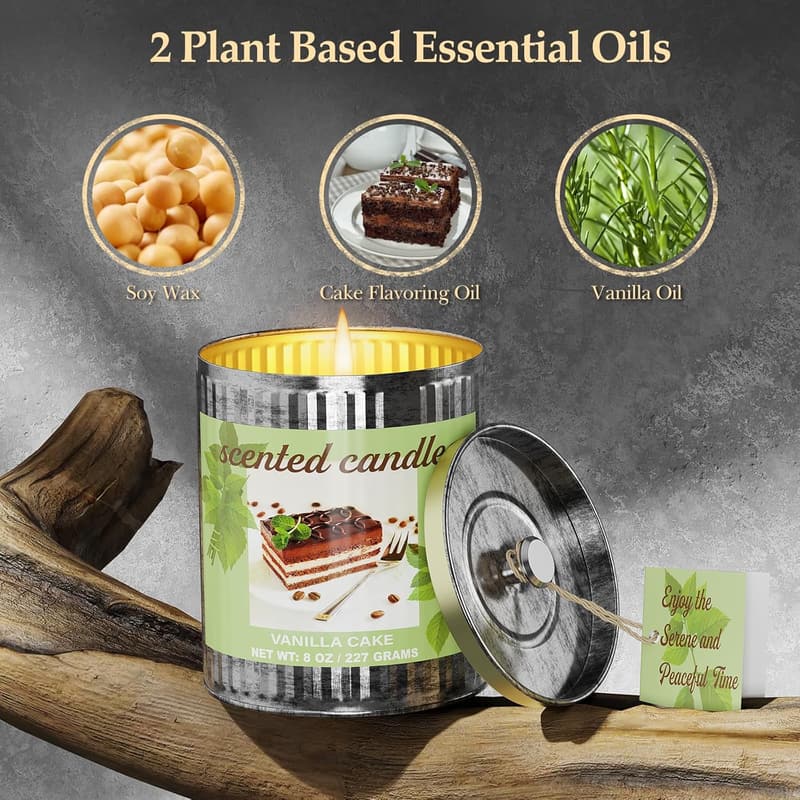 Vanilla Cake Soy Wax Candles Set | 80H Burn Time | Aromatherapy Gift for Father's Day