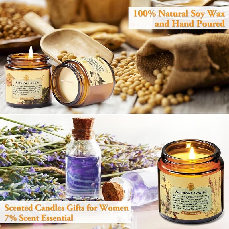 Aromatherapy Candles Gift Set for Men - 180hrs Burn Time