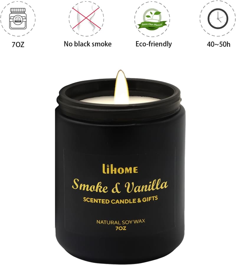 Natural Soy Wax Candles for Men - Smoke Vanilla Room Decor