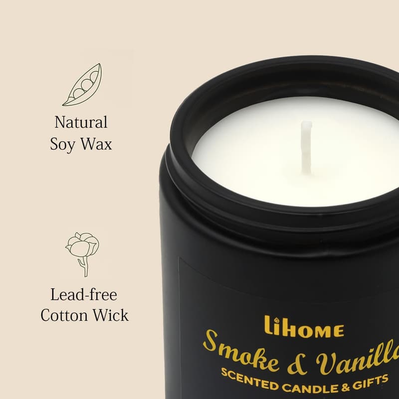 Natural Soy Wax Candles for Men - Smoke Vanilla Room Decor