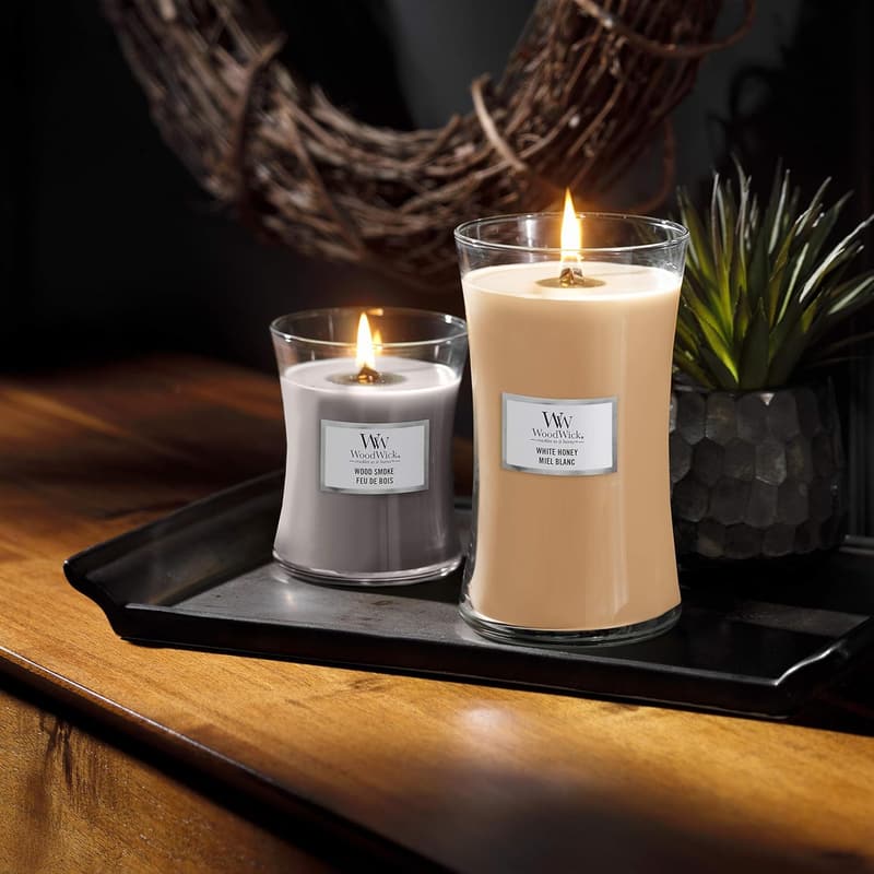 Wood Smoke Hourglass Scented Candle, 21.5 oz, Fall Home Decor