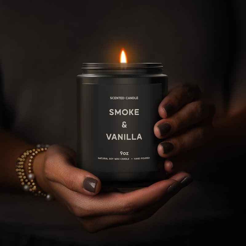 Smoke & Vanilla Scented Candle - 9oz Personalized Gift for Men