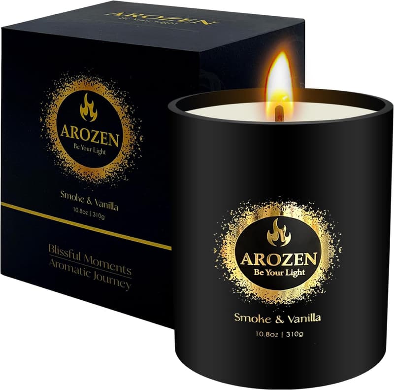 Father's Day Smoke & Vanilla Candle for Men, 10.8oz Soy, 70H Burn Time