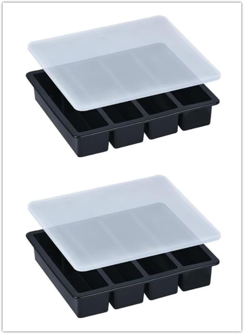 Large Silicone Ice Cube Tray Set with Lid for Whiskey & Food