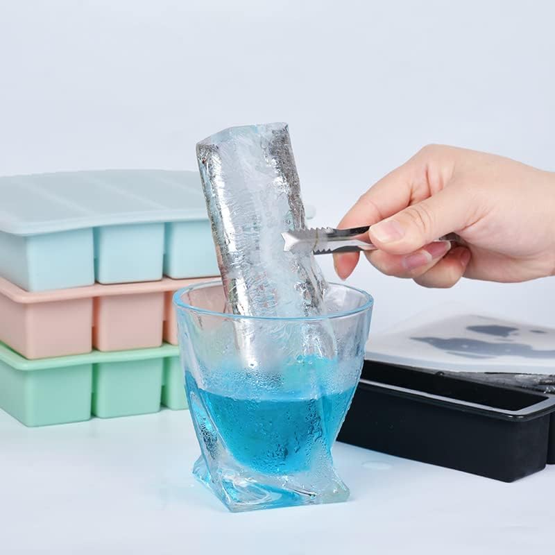 Large Silicone Ice Cube Tray Set with Lid for Whiskey & Food