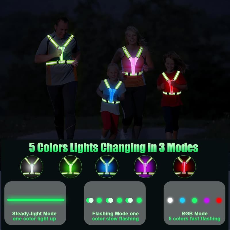 Rechargeable LED Reflective Running Vest for Night Activities
