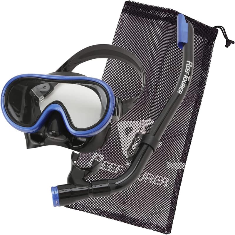 Kids Snorkel Set for Ages 4-9 with Panoramic Mask and Travel Bag