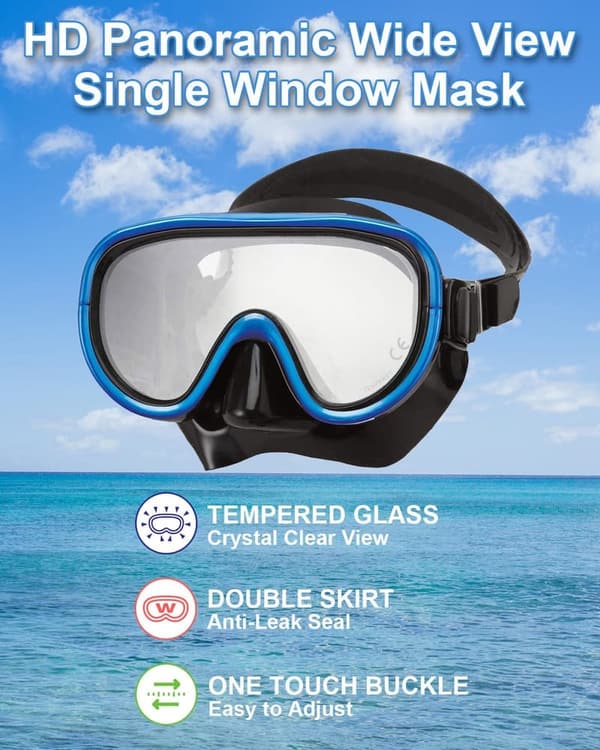 Kids Snorkel Set for Ages 4-9 with Panoramic Mask and Travel Bag