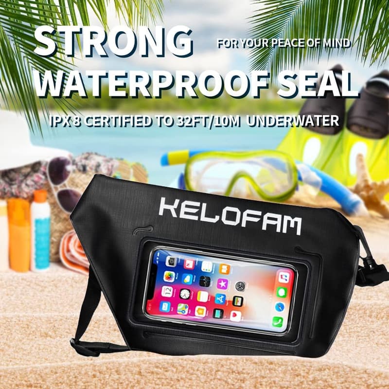 Waterproof IPX8 Phone Dry Bag with Waist Strap for Swimming