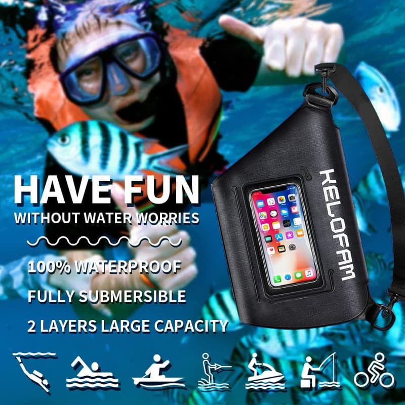 Waterproof IPX8 Phone Dry Bag with Waist Strap for Swimming