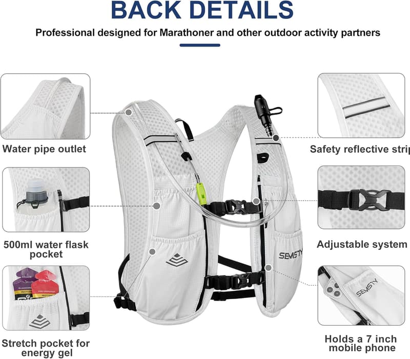 Lightweight 5L Hydration Vest with 1.5L Bladder for Hiking/Cycling
