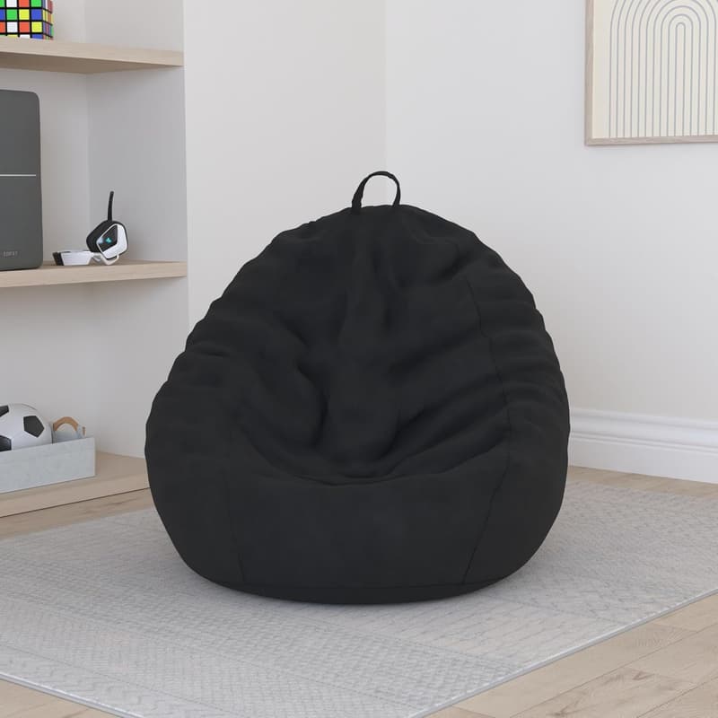 Washable Corduroy Bean Bag Chair Cover for Kids & Adults, Black