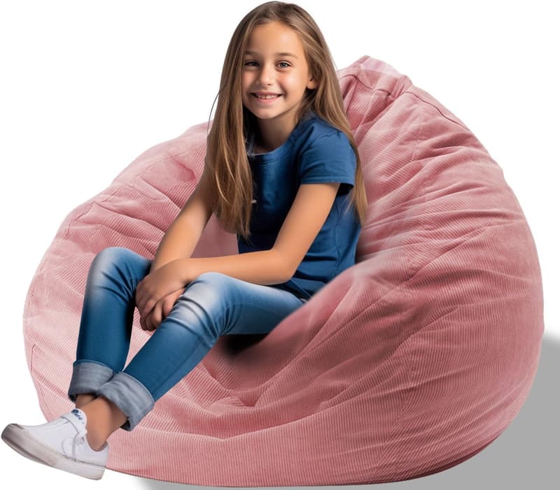 Kids' Medium Corduroy Stuffed Animal Storage Chair Cover