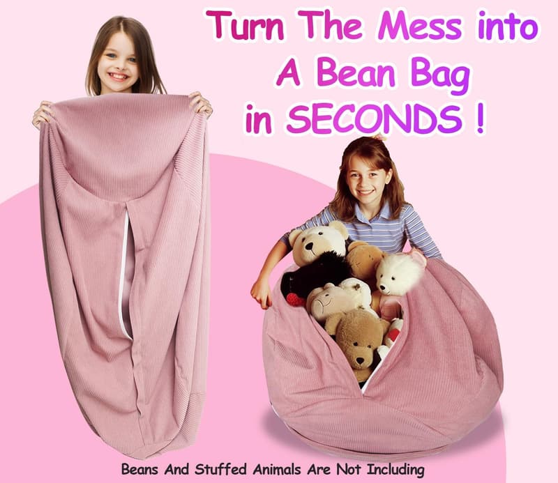 Kids' Medium Corduroy Stuffed Animal Storage Chair Cover