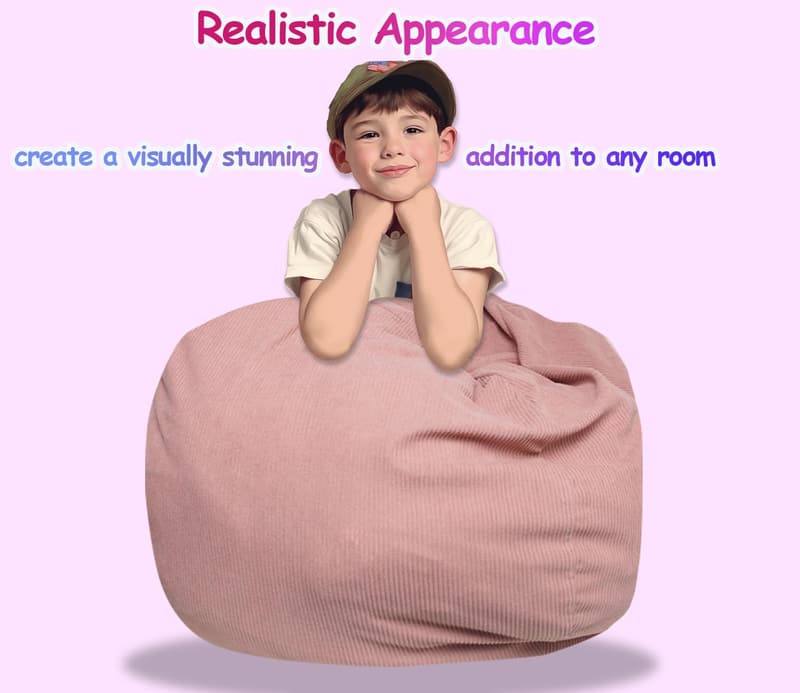 Kids' Medium Corduroy Stuffed Animal Storage Chair Cover