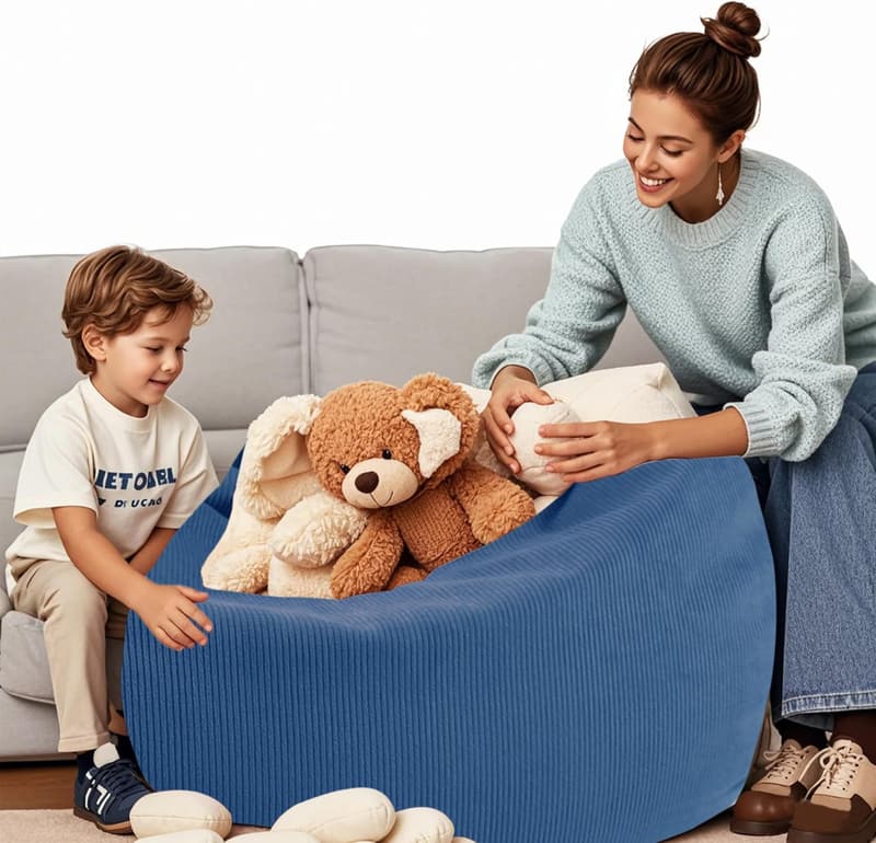 Stuffed Animal Storage Bean Bag Chair Cover for Kids and Adults