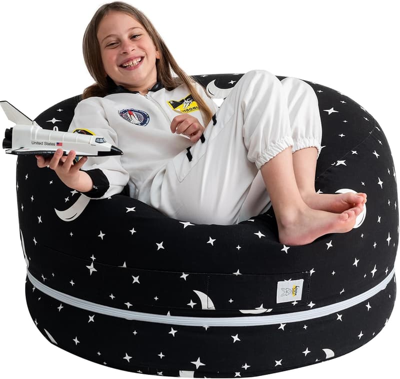 Starry Night Expandable XL Cotton Stuffed Animal Storage Bean Bag