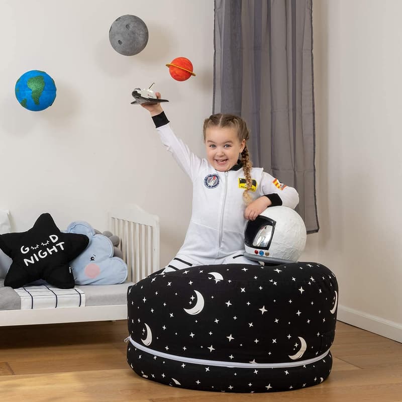 Starry Night Expandable XL Cotton Stuffed Animal Storage Bean Bag