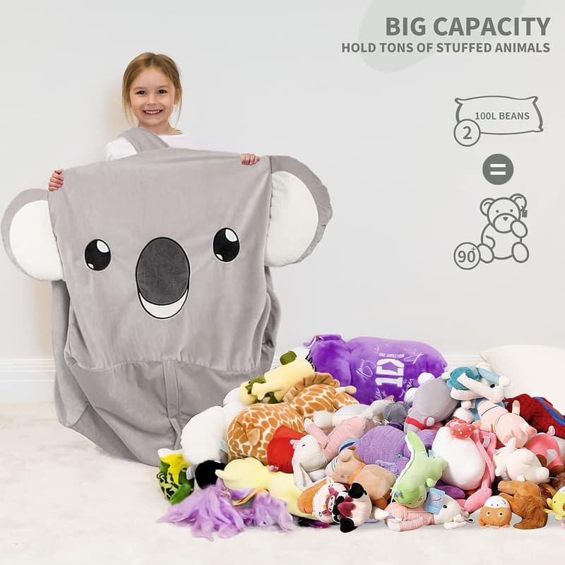 Koala Stuffed Animal Storage Bean Bag Chair for Kids