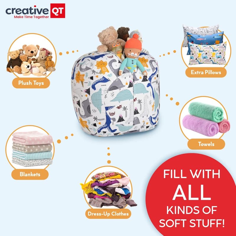 Purple Unicorn Stuffed Animal Storage Bean Bag Cover for Kids