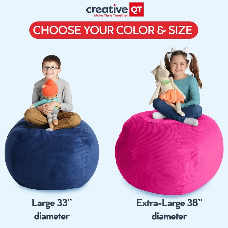 Purple Unicorn Stuffed Animal Storage Bean Bag Cover for Kids