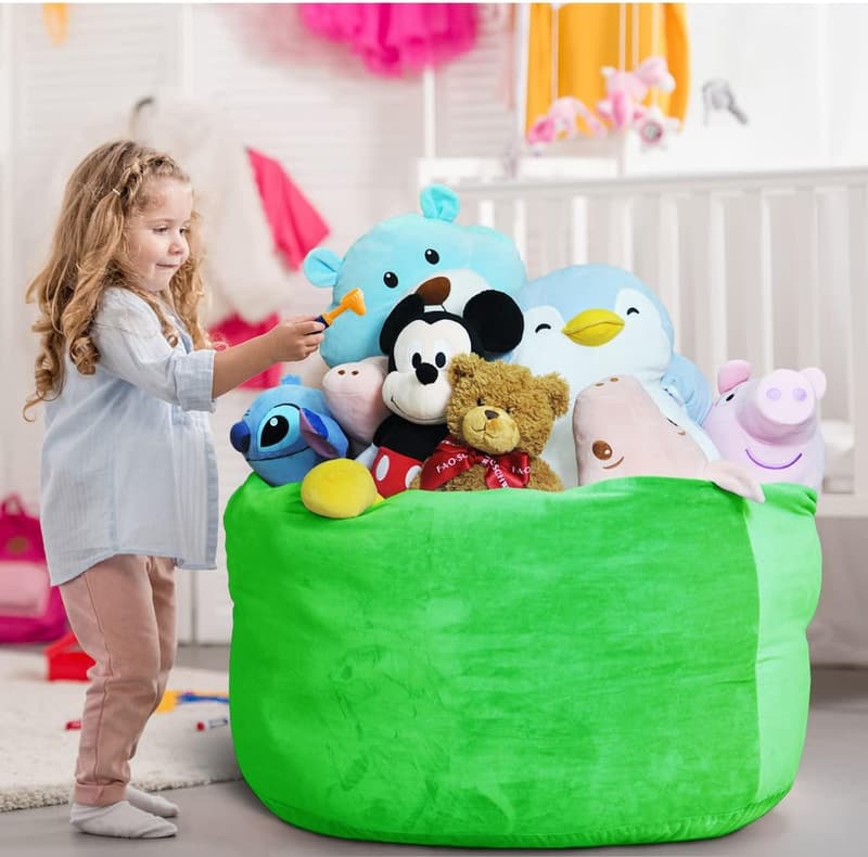 Bean Bag Chair Cover for Kids and Adults - X-Large Plush Organizer