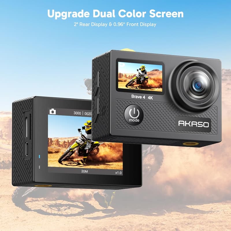 4K Ultra HD Action Camera Bundle with Selfie Stick & Case