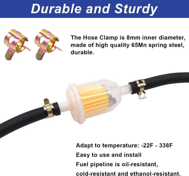 4 Sizes Fuel Hose Line with Clamps for Small Engines - 3ft