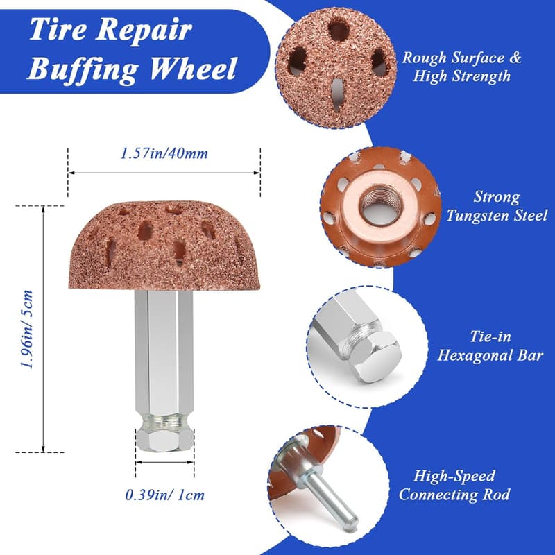 Tire Repair Kit with 30 Patches and Buffing Tool