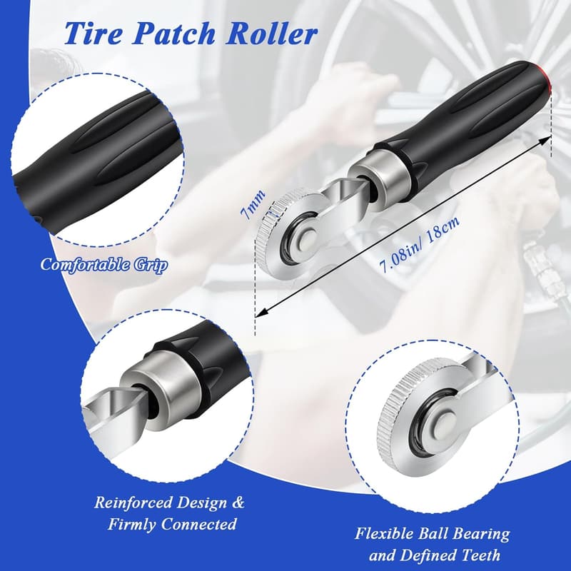 Tire Repair Kit with 30 Patches and Buffing Tool