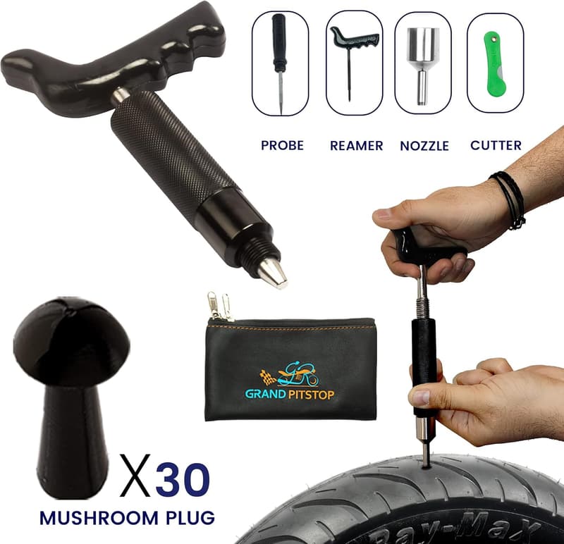 Tubeless Tire Puncture Repair Kit with 30 Mushroom Plugs