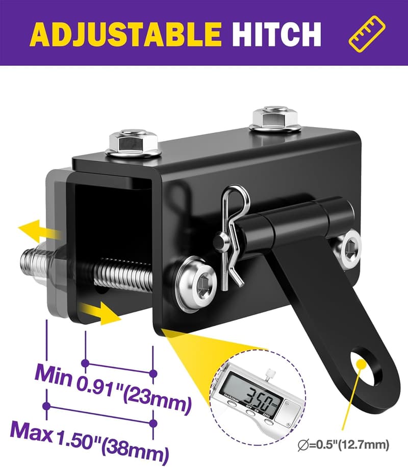 Adjustable Steel Bumper Hitch for Snowmobile Towing Kits