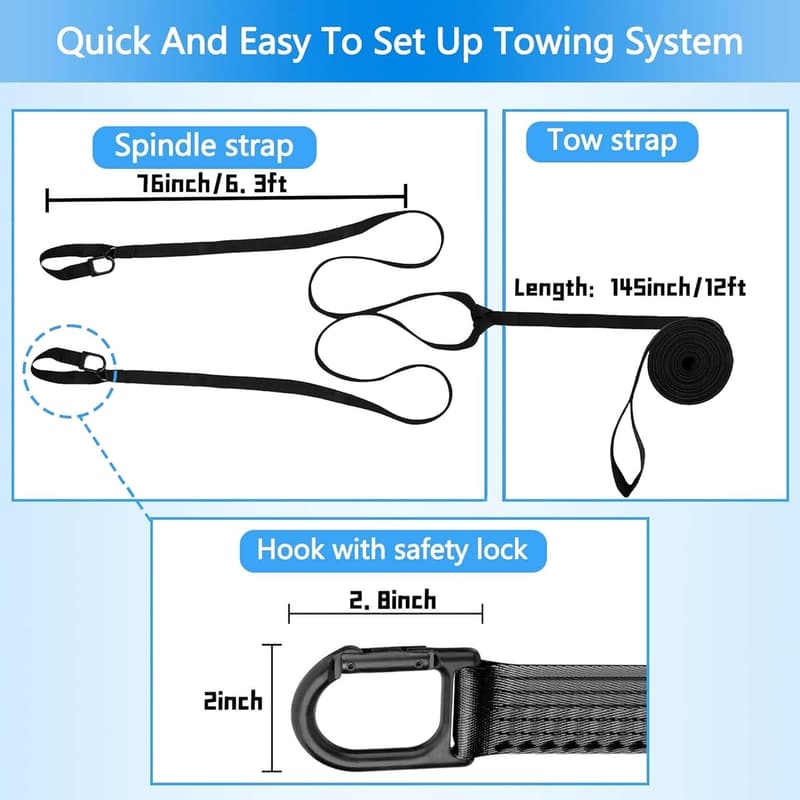 Heavy-Duty Tow Strap with Hooks – 17.5ft, 400kg Strength