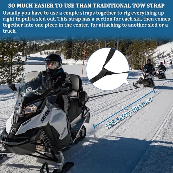 19ft Snowmobile Tow Strap with Quick Hook for ATV & Sled