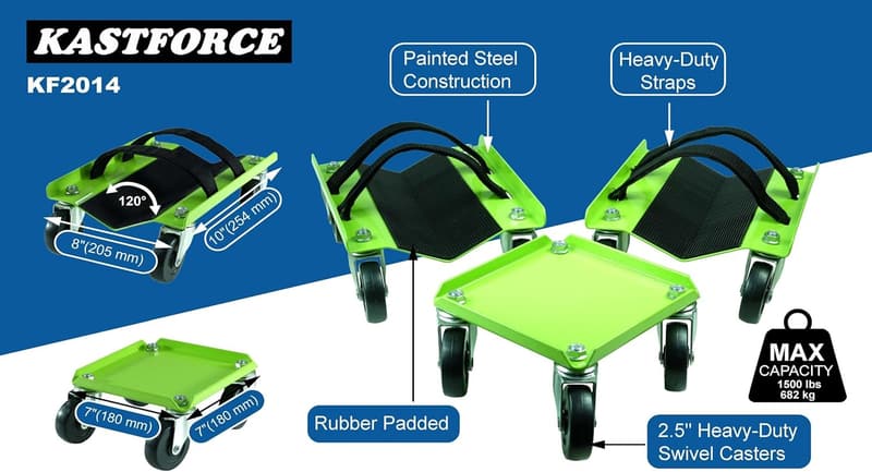 Heavy-Duty Snowmobile Dolly with 1500 lbs Capacity and Straps