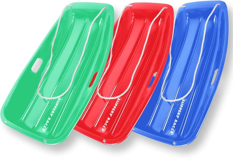 Kids' 35-Inch Cold-Resistant Toboggan Sled with Pull Rope