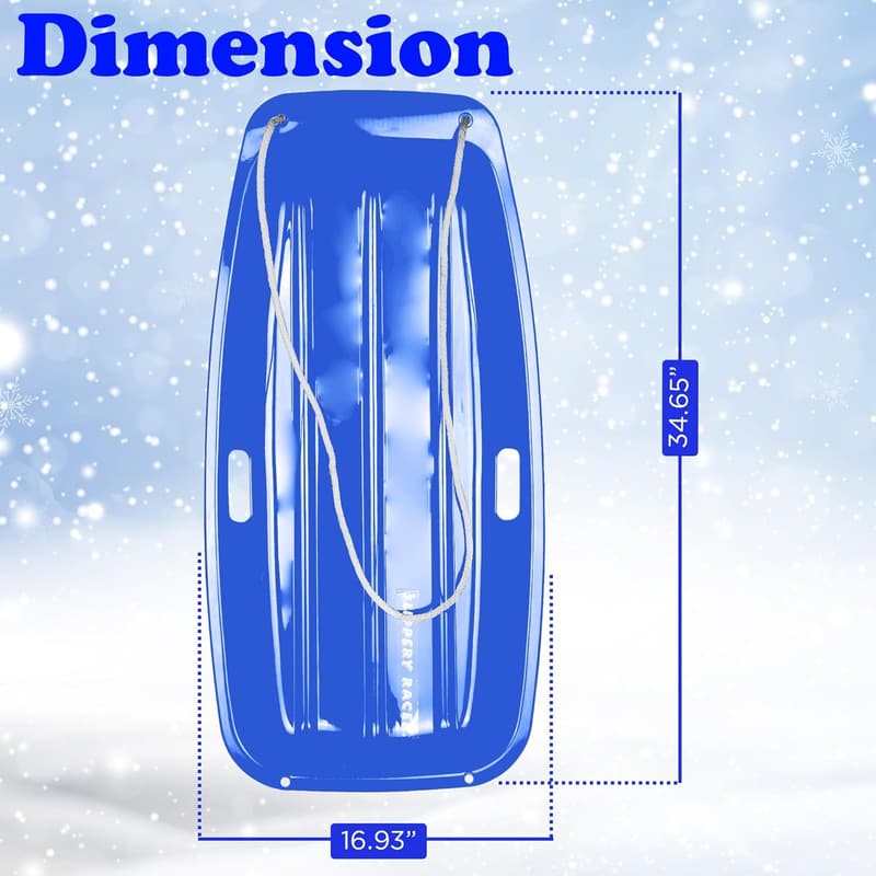 Kids' 35-Inch Cold-Resistant Toboggan Sled with Pull Rope