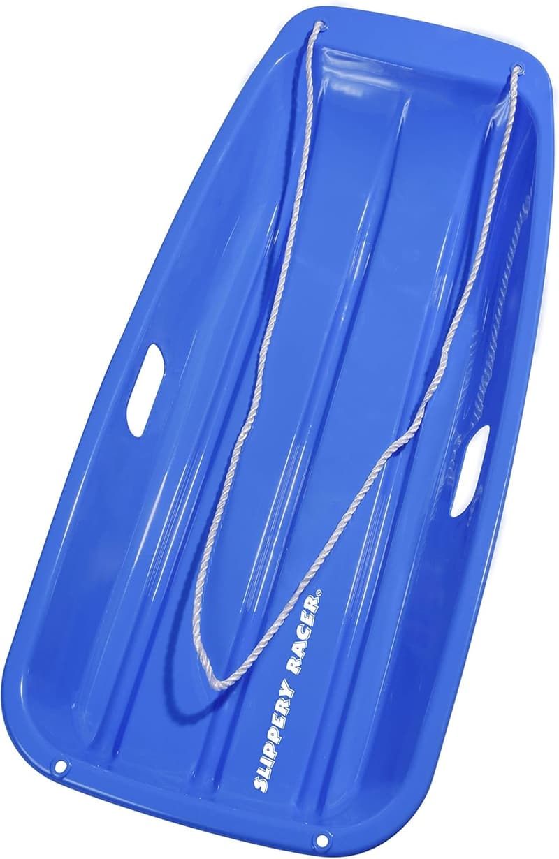 Flexible Blue Kids Snow Sled with Pull Rope and Handles
