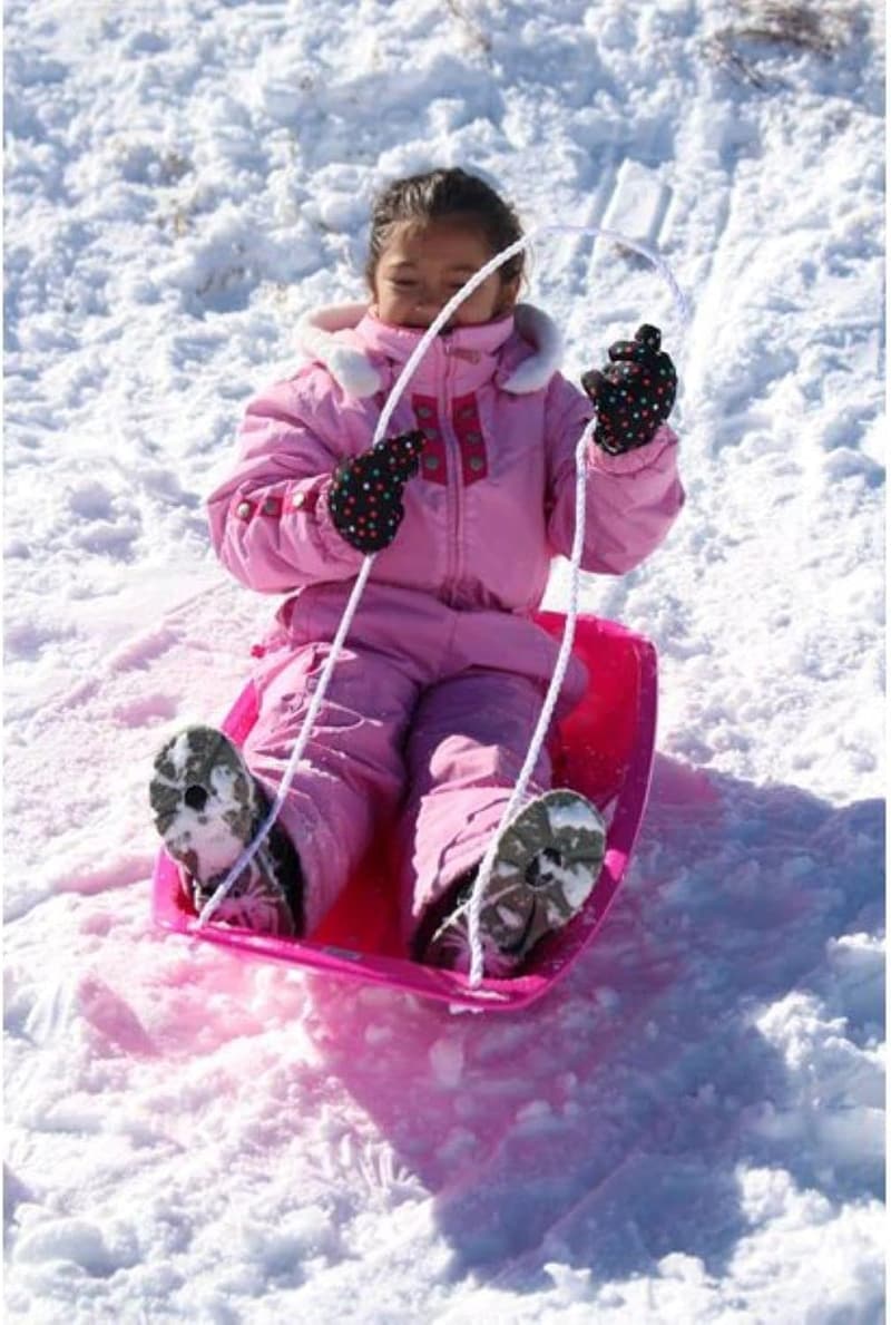 Flexible Blue Kids Snow Sled with Pull Rope and Handles