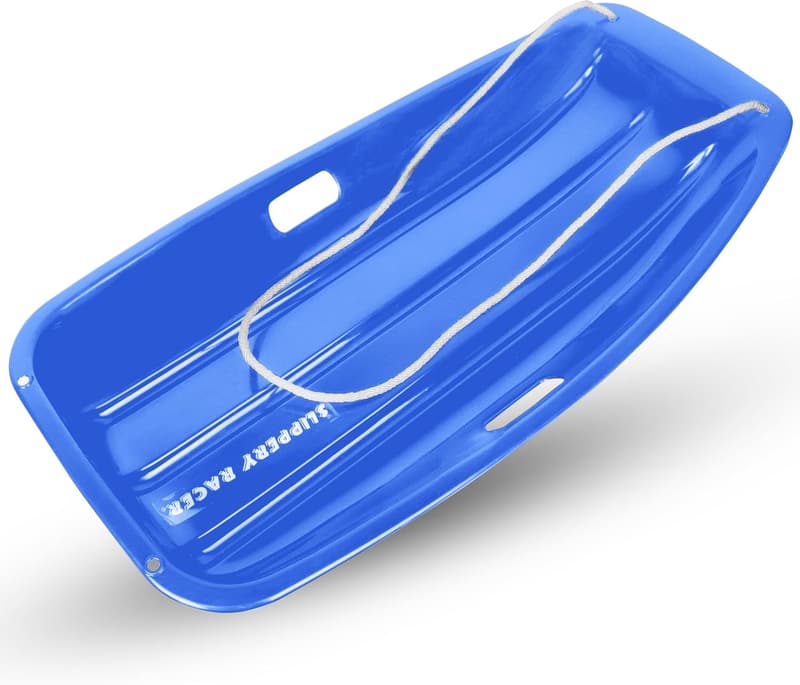 Flexible Blue Kids Snow Sled with Pull Rope and Handles