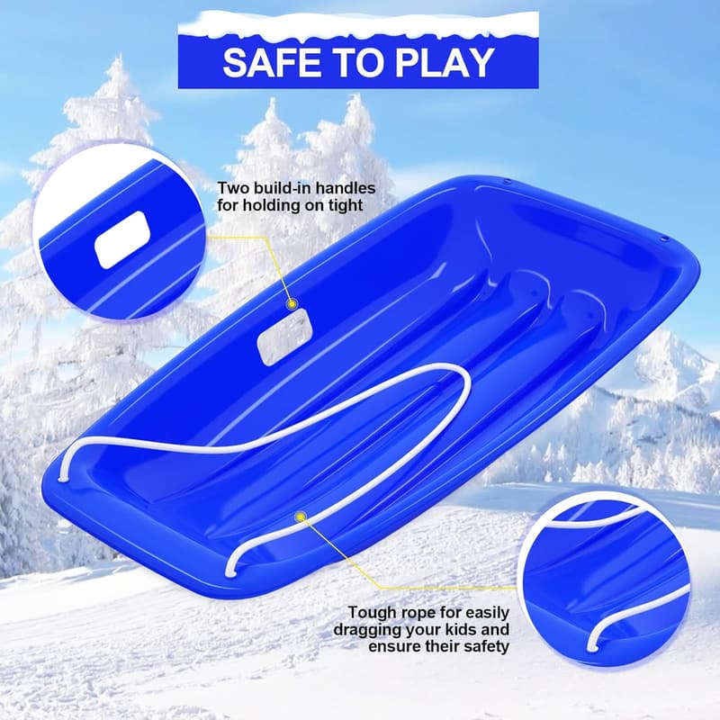 Durable Downhill Toboggan Sled with Handles for Kids & Adults