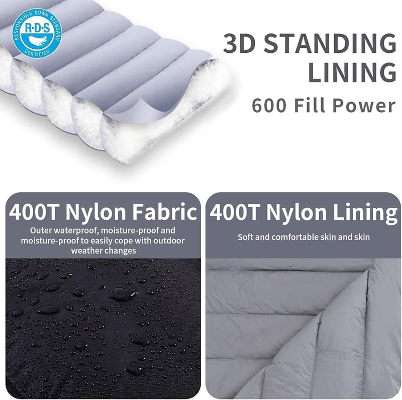 Ultralight Down Sleeping Bag - 600 Fill Power for Camping