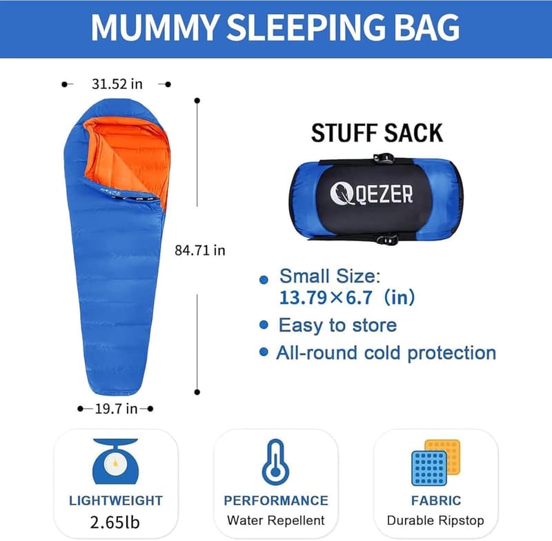 Cold Weather Backpacking Sleeping Bag - 0°F to 20°F