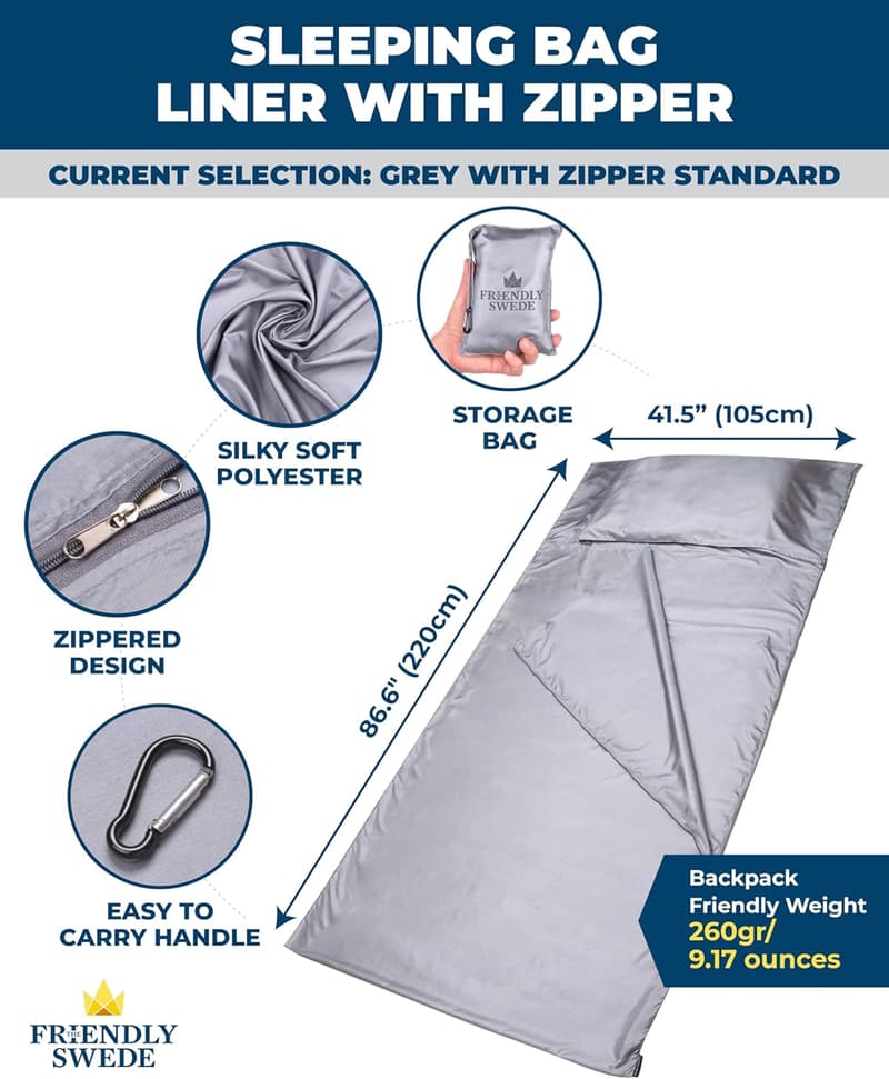 Ultralight Polyester Sleeping Bag Liner for Travel & Camping