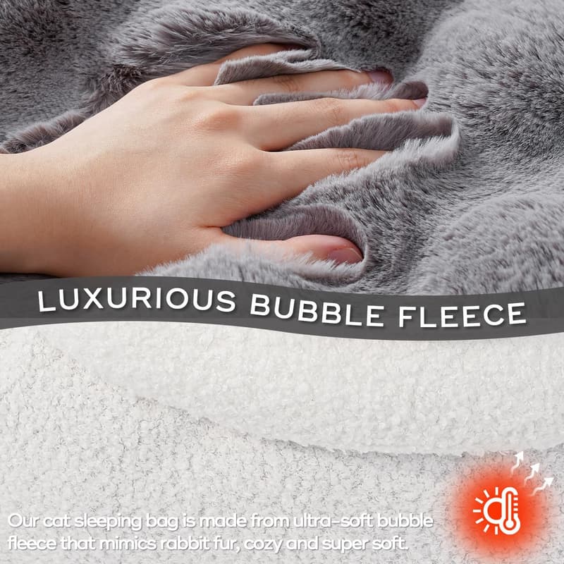 Cozy 4-in-1 Snuggle Bag for Small Cats - Washable Grey Blanket